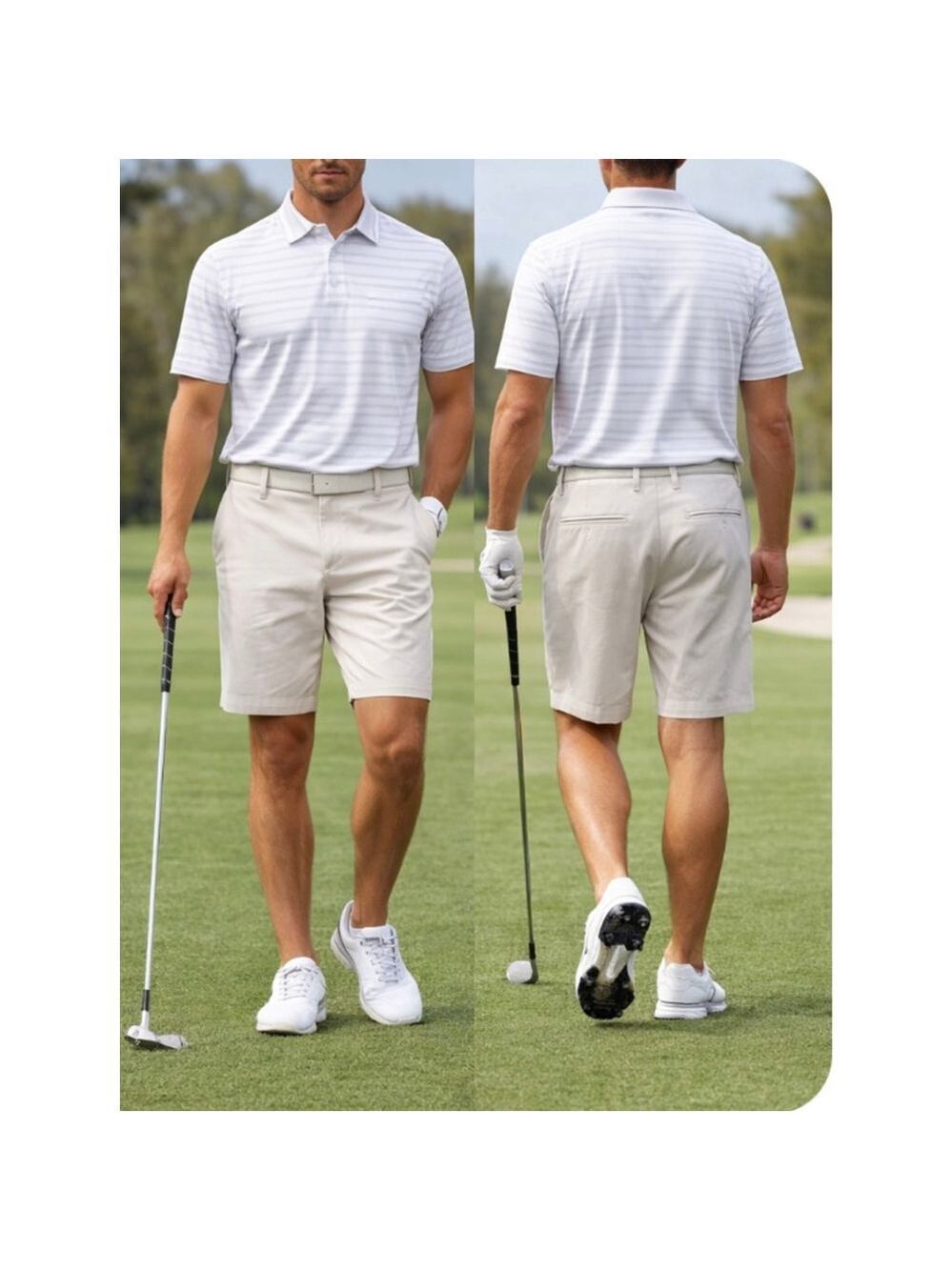 G/FORE Beige Gray Flat Front Golf Shorts Waist 35